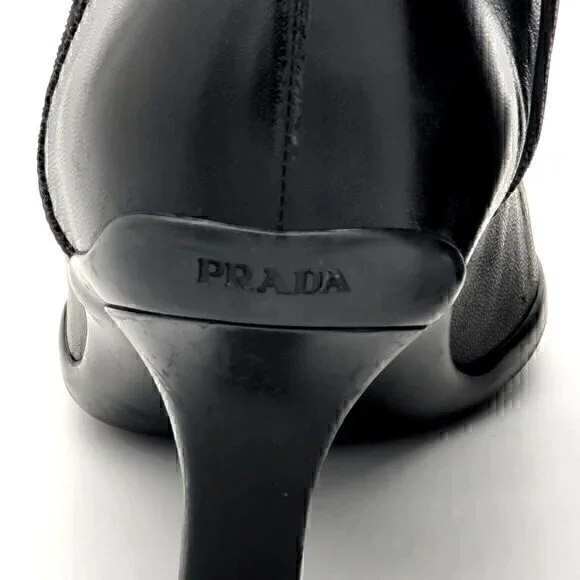 Prada Leather Boots Booties Black 5 - Picture 5 of 12